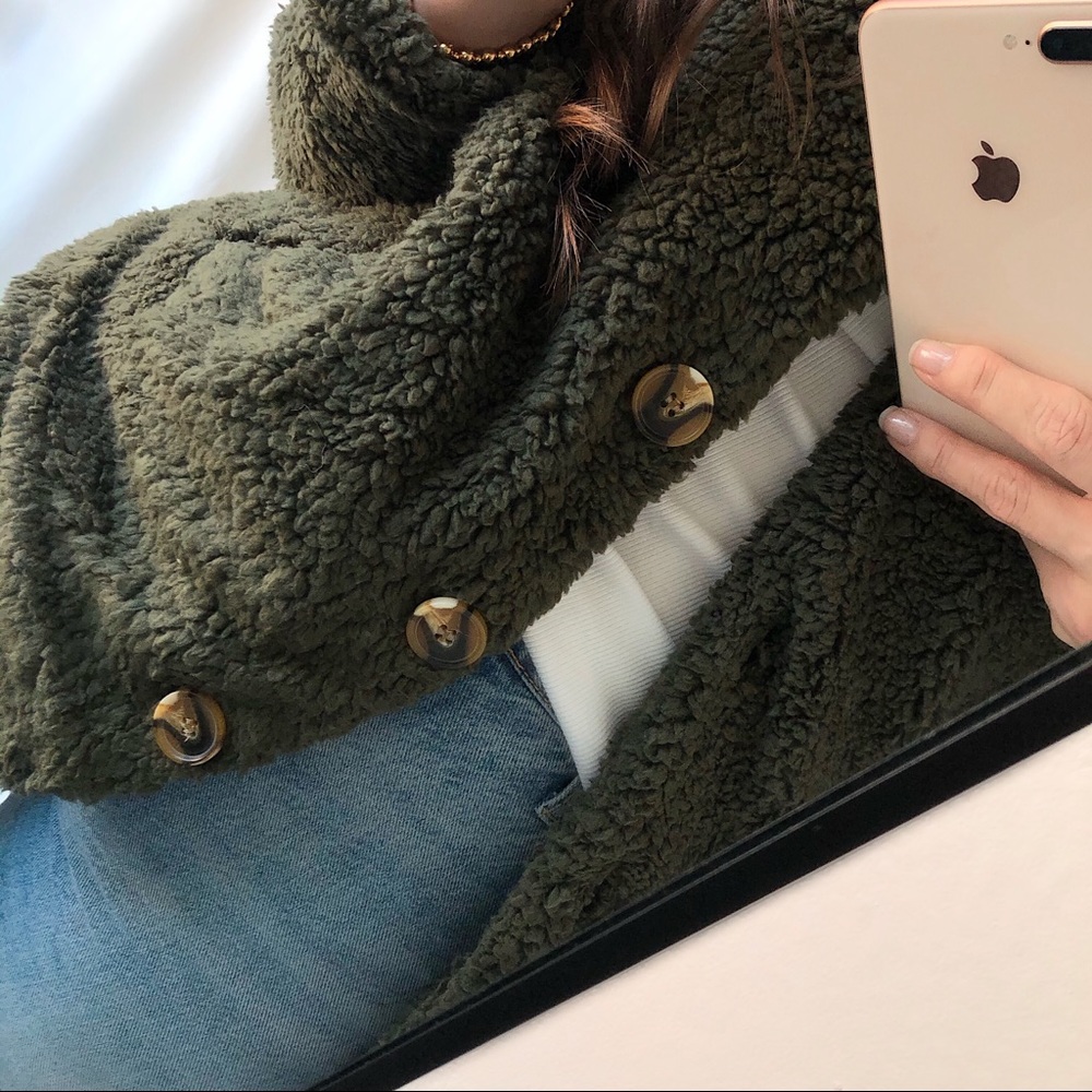 Olive Teddy Jacket — Olive - Picture 7 of 8